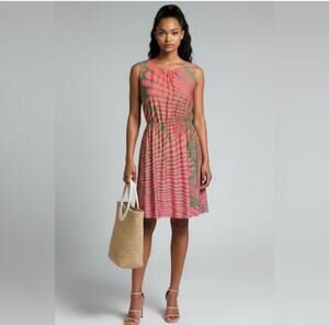 JB by Julie Brown Sleeveless Knit Jersey Dress Pink Green Small